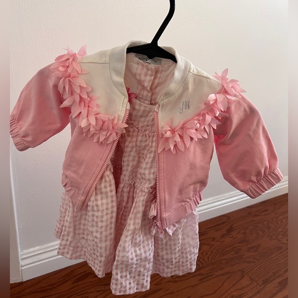 MONNALISA Baby Pink Cardigan+Dress - Picture 7 of 14
